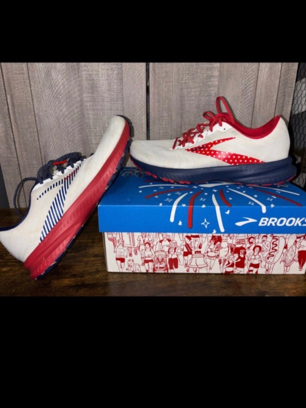 Brooks Launch Red White and Blue Shoes Women's 9